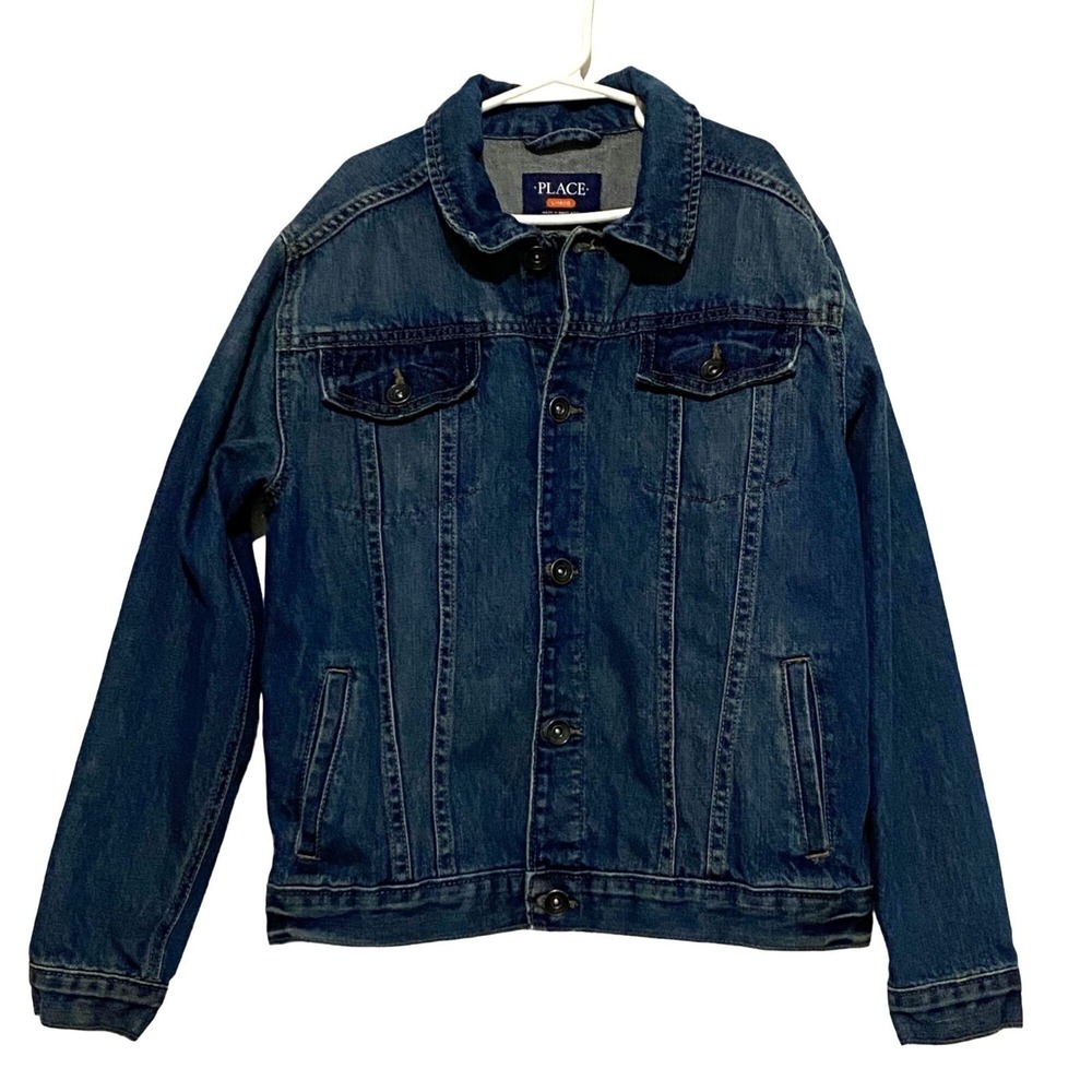 Childrens Place Girls Denim Jean Jacket L Blue Boho Hippie Trucker Biker Classic